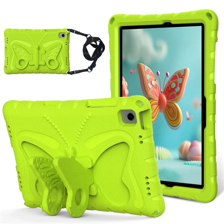 For Samsung Galaxy Tab A9+ Case Butterfly Kickstand EVA Tablet Cover with Shoulder Strap