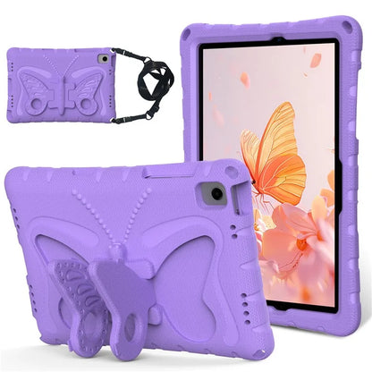 For Samsung Galaxy Tab A9+ Case Butterfly Kickstand EVA Tablet Cover with Shoulder Strap