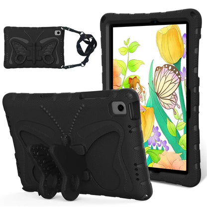 For Samsung Galaxy Tab A9+ Case Butterfly Kickstand EVA Tablet Cover with Shoulder Strap