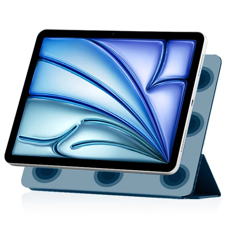 For iPad Air 13 (2024) (M2) Stand Case Shockproof Magnetic PU Leather Flip Tablet Cover Blue
