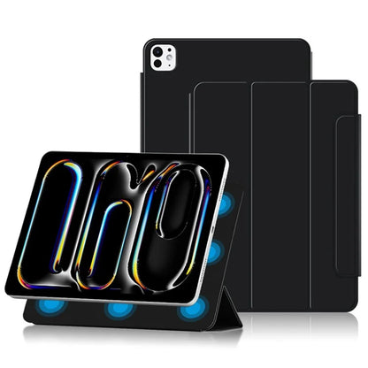 For iPad Pro 11 (2024) (M4) Case Magnetic Attachment PU Leather Drop-Proof Tablet Cover with Tri-Fold Stand