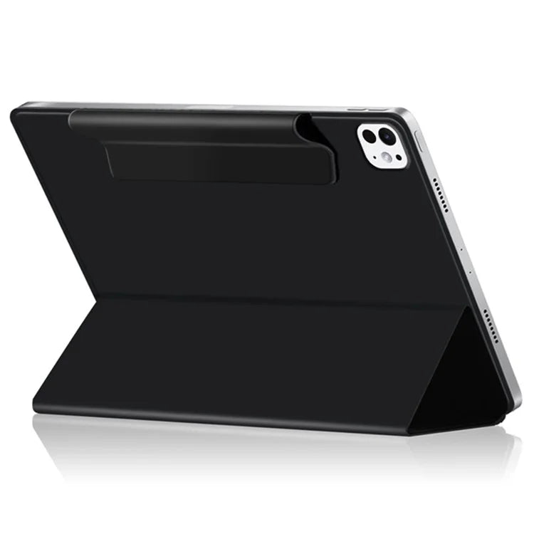 For iPad Pro 11 (2024) (M4) Case Magnetic Attachment PU Leather Drop-Proof Tablet Cover with Tri-Fold Stand