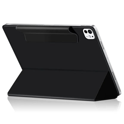 For iPad Pro 11 (2024) (M4) Case Magnetic Attachment PU Leather Drop-Proof Tablet Cover with Tri-Fold Stand