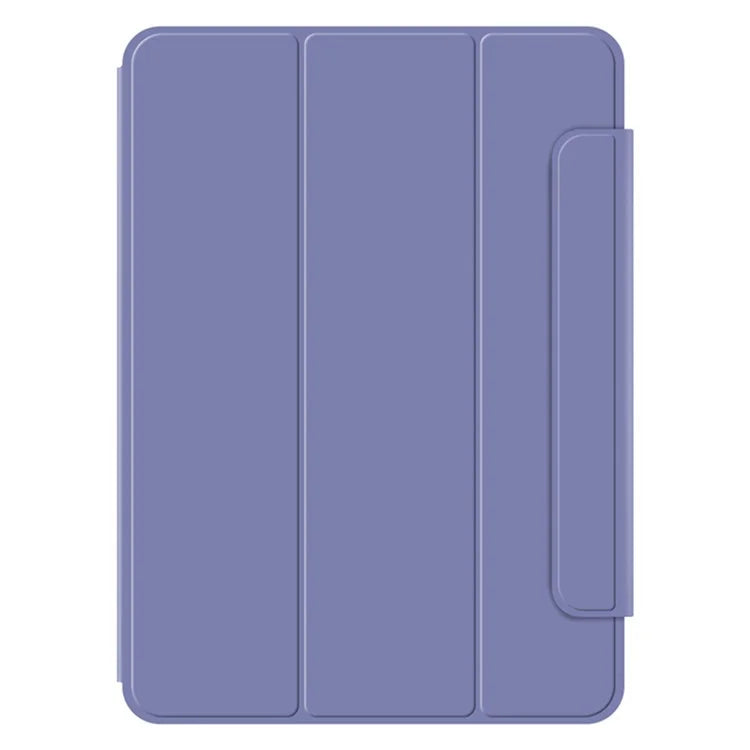 For iPad Pro 11 (2024) (M4) Case Magnetic Attachment PU Leather Drop-Proof Tablet Cover with Tri-Fold Stand