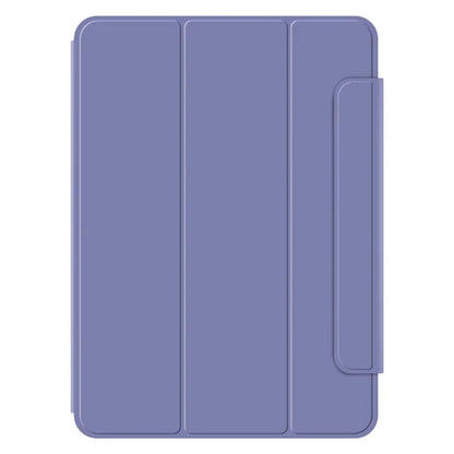 For iPad Pro 11 (2024) (M4) Case Magnetic Attachment PU Leather Drop-Proof Tablet Cover with Tri-Fold Stand