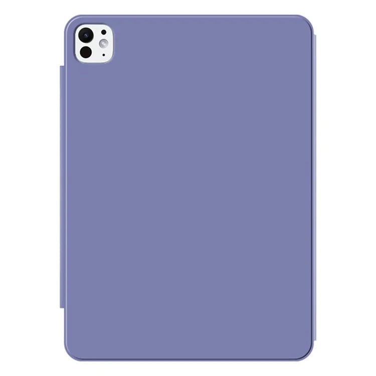 For iPad Pro 11 (2024) (M4) Case Magnetic Attachment PU Leather Drop-Proof Tablet Cover with Tri-Fold Stand