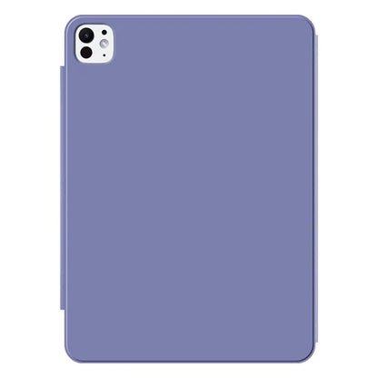 For iPad Pro 11 (2024) (M4) Case Magnetic Attachment PU Leather Drop-Proof Tablet Cover with Tri-Fold Stand