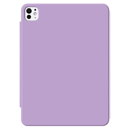 For iPad Pro 11 (2024) (M4) Case Magnetic Attachment PU Leather Drop-Proof Tablet Cover with Tri-Fold Stand