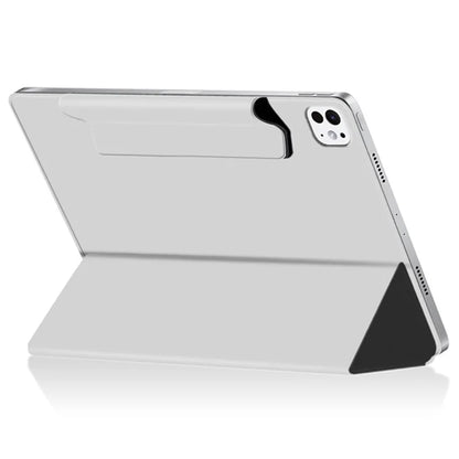 For iPad Pro 11 (2024) (M4) Case Magnetic Attachment PU Leather Drop-Proof Tablet Cover with Tri-Fold Stand