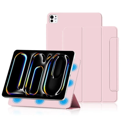 For iPad Pro 11 (2024) (M4) Case Magnetic Attachment PU Leather Drop-Proof Tablet Cover with Tri-Fold Stand