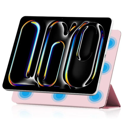 For iPad Pro 11 (2024) (M4) Case Magnetic Attachment PU Leather Drop-Proof Tablet Cover with Tri-Fold Stand