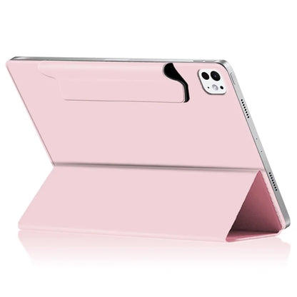 For iPad Pro 11 (2024) (M4) Case Magnetic Attachment PU Leather Drop-Proof Tablet Cover with Tri-Fold Stand