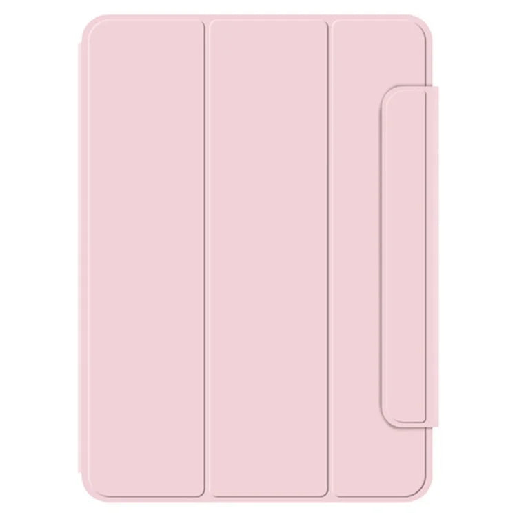 For iPad Pro 11 (2024) (M4) Case Magnetic Attachment PU Leather Drop-Proof Tablet Cover with Tri-Fold Stand