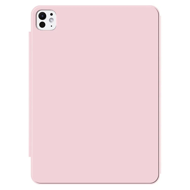For iPad Pro 11 (2024) (M4) Case Magnetic Attachment PU Leather Drop-Proof Tablet Cover with Tri-Fold Stand
