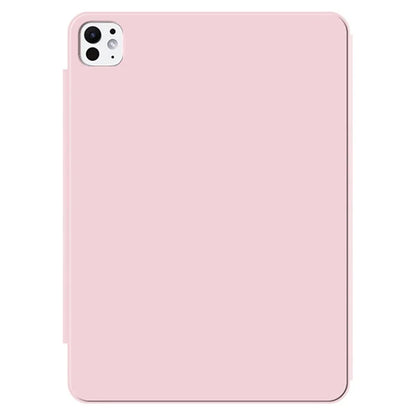 For iPad Pro 11 (2024) (M4) Case Magnetic Attachment PU Leather Drop-Proof Tablet Cover with Tri-Fold Stand