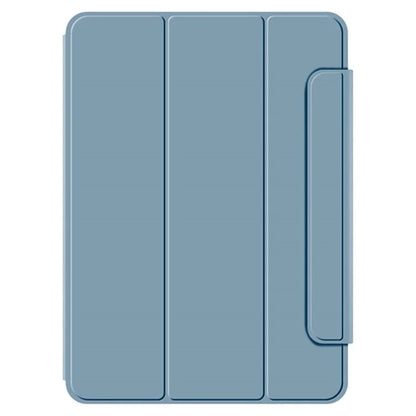 For iPad Pro 11 (2024) (M4) Case Magnetic Attachment PU Leather Drop-Proof Tablet Cover with Tri-Fold Stand Blue