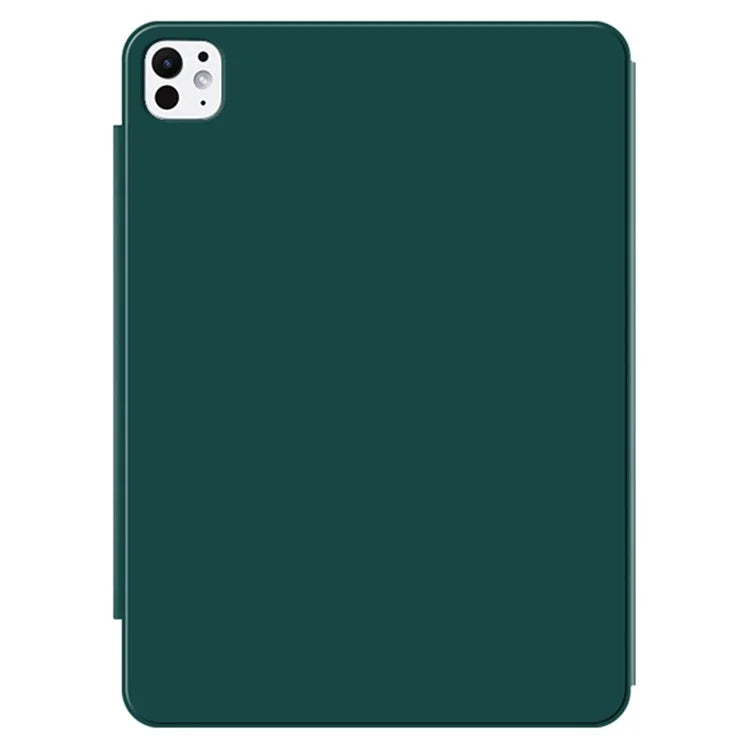 For iPad Pro 11 (2024) (M4) Case Magnetic Attachment PU Leather Drop-Proof Tablet Cover with Tri-Fold Stand
