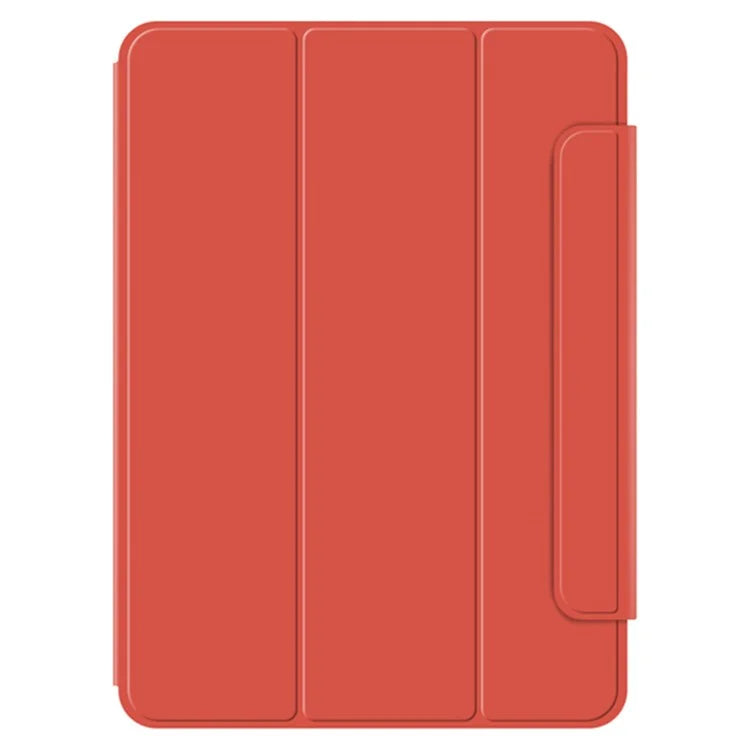For iPad Pro 11 (2024) (M4) Case Magnetic Attachment PU Leather Drop-Proof Tablet Cover with Tri-Fold Stand