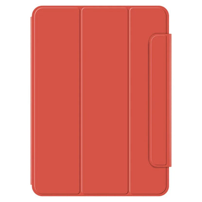 For iPad Pro 11 (2024) (M4) Case Magnetic Attachment PU Leather Drop-Proof Tablet Cover with Tri-Fold Stand