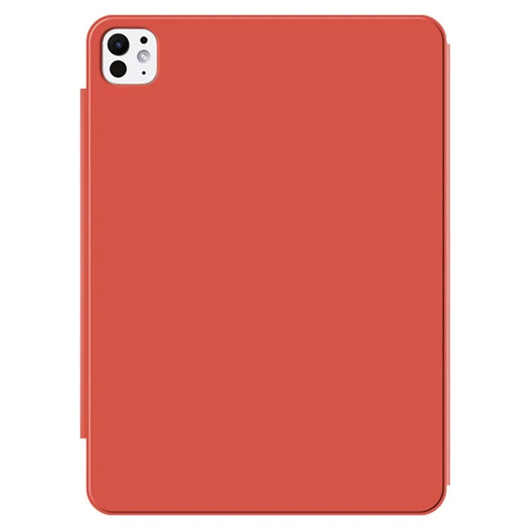 For iPad Pro 11 (2024) (M4) Case Magnetic Attachment PU Leather Drop-Proof Tablet Cover with Tri-Fold Stand