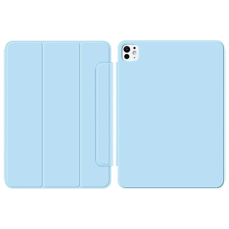 For iPad Pro 11 (2024) (M4) Case Magnetic Attachment PU Leather Drop-Proof Tablet Cover with Tri-Fold Stand