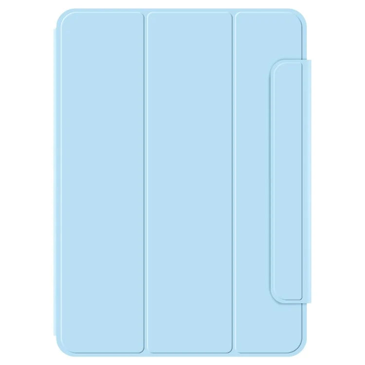 For iPad Pro 11 (2024) (M4) Case Magnetic Attachment PU Leather Drop-Proof Tablet Cover with Tri-Fold Stand