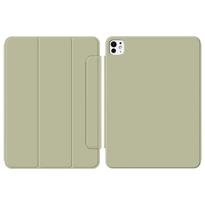 For iPad Pro 11 (2024) (M4) Case Magnetic Attachment PU Leather Drop-Proof Tablet Cover with Tri-Fold Stand