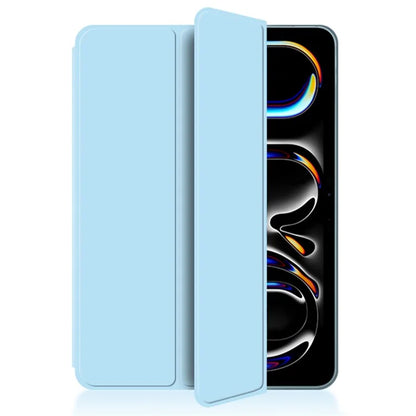 For iPad Pro 13 (2024) (M4) Case Magnetic Attachment PU Leather Tri-Fold Stand Shockproof Cover