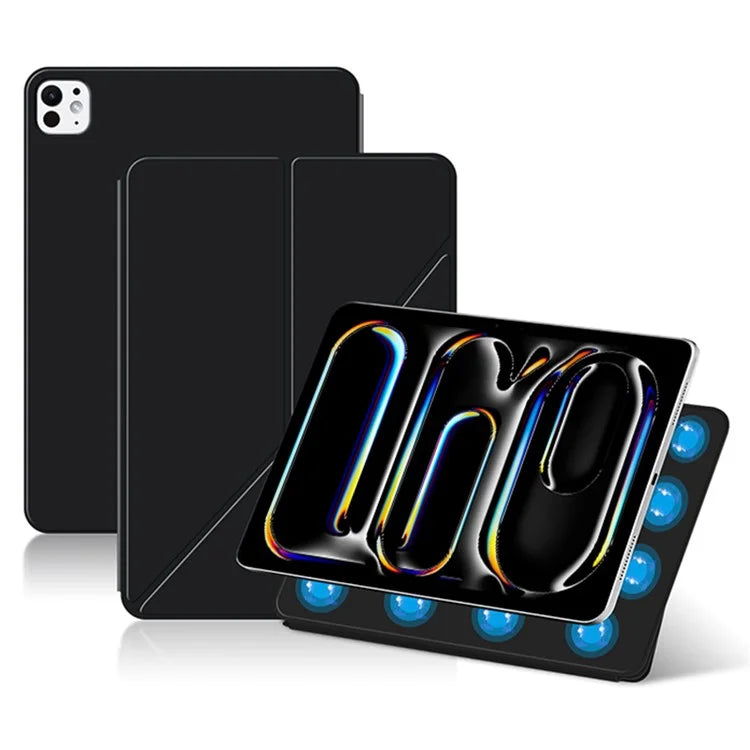 For iPad Pro 11 (2024) (M4) Case Magnetic Attachment PU Leather Origami Stand Tablet Cover
