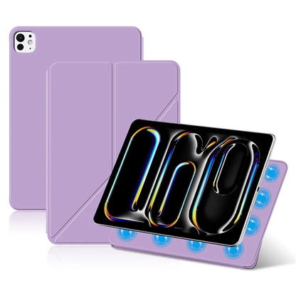 For iPad Pro 11 (2024) (M4) Case Magnetic Attachment PU Leather Origami Stand Tablet Cover