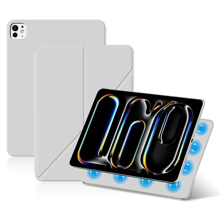 For iPad Pro 11 (2024) (M4) Case Magnetic Attachment PU Leather Origami Stand Tablet Cover