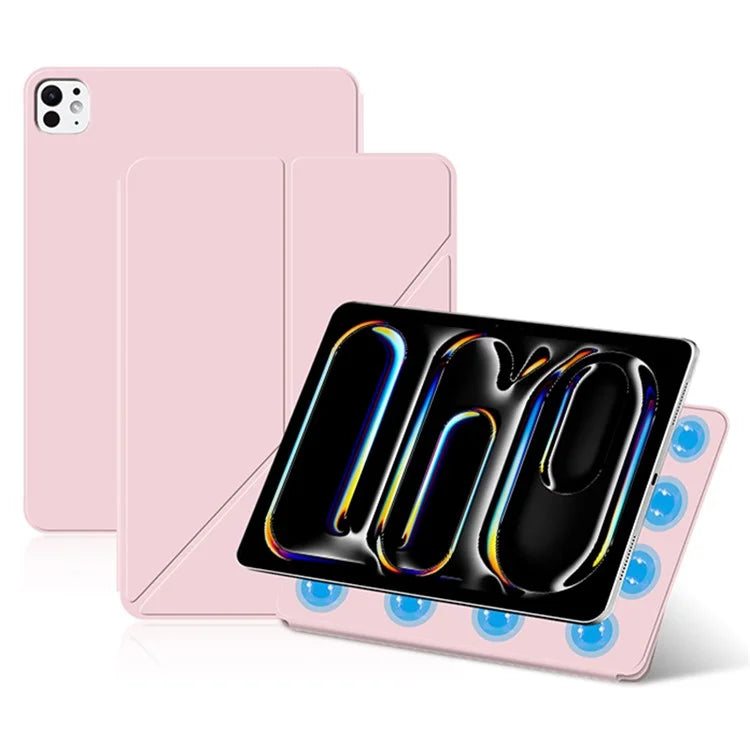 For iPad Pro 11 (2024) (M4) Case Magnetic Attachment PU Leather Origami Stand Tablet Cover