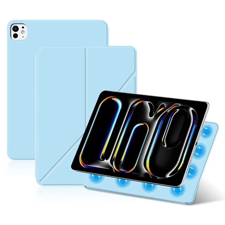 For iPad Pro 11 (2024) (M4) Case Magnetic Attachment PU Leather Origami Stand Tablet Cover