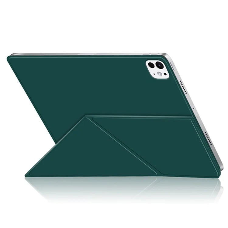 For iPad Pro 11 (2024) (M4) Case Magnetic Attachment PU Leather Origami Stand Tablet Cover