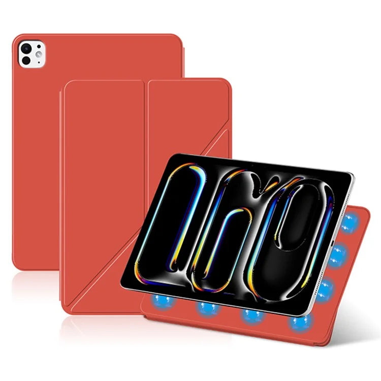 For iPad Pro 11 (2024) (M4) Case Magnetic Attachment PU Leather Origami Stand Tablet Cover