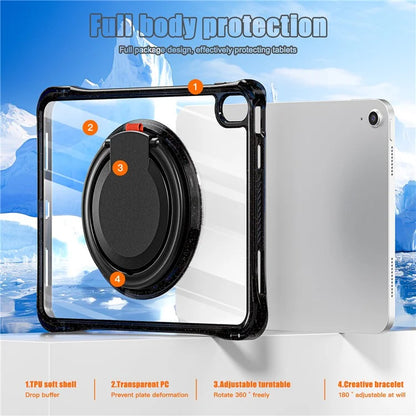 For iPad 10.9 (2022) Case Rotating Handle Grip TPU+PC Clear Tablet Cover