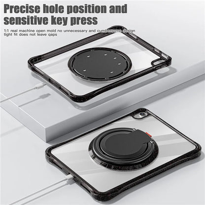 For iPad 10.9 (2022) Case Rotating Handle Grip TPU+PC Clear Tablet Cover