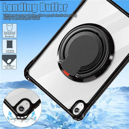 For iPad 10.9 (2022) Case Rotating Handle Grip TPU+PC Clear Tablet Cover