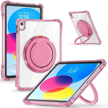For iPad 10.9 (2022) Case Rotating Handle Grip TPU+PC Clear Tablet Cover