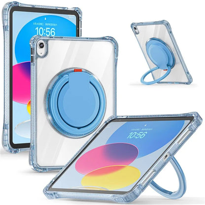 For iPad 10.9 (2022) Case Rotating Handle Grip TPU+PC Clear Tablet Cover