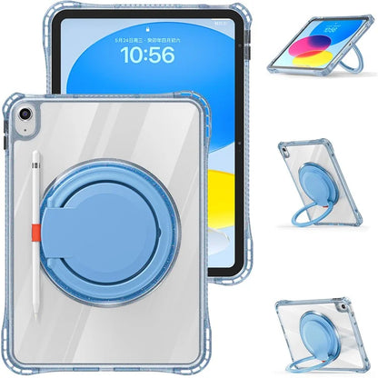 For iPad 10.9 (2022) Case Rotating Handle Grip TPU+PC Clear Tablet Cover