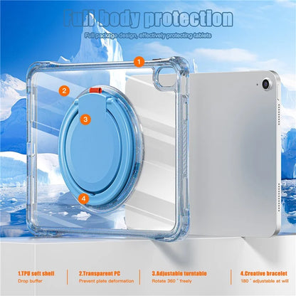For iPad 10.9 (2022) Case Rotating Handle Grip TPU+PC Clear Tablet Cover