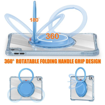 For iPad 10.9 (2022) Case Rotating Handle Grip TPU+PC Clear Tablet Cover