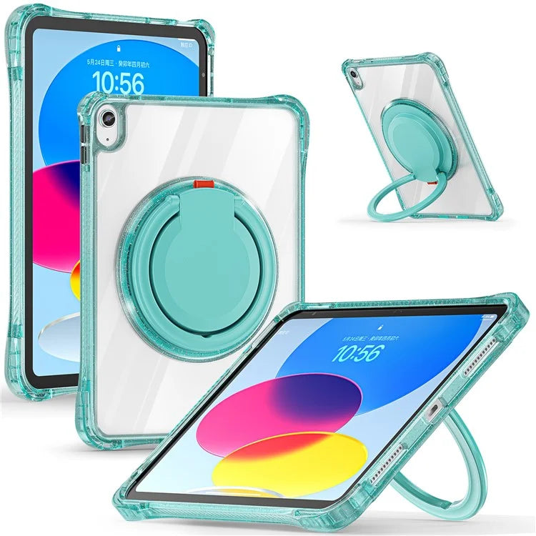 For iPad 10.9 (2022) Case Rotating Handle Grip TPU+PC Clear Tablet Cover