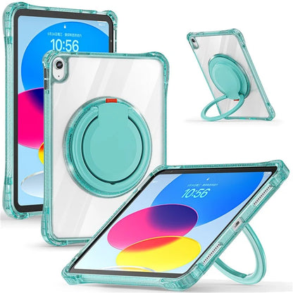 For iPad 10.9 (2022) Case Rotating Handle Grip TPU+PC Clear Tablet Cover