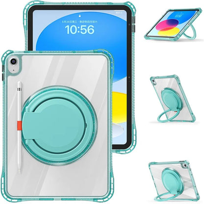 For iPad 10.9 (2022) Case Rotating Handle Grip TPU+PC Clear Tablet Cover