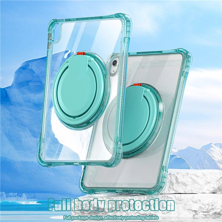 For iPad 10.9 (2022) Case Rotating Handle Grip TPU+PC Clear Tablet Cover
