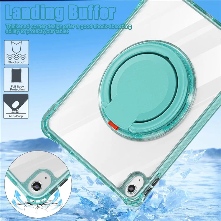 For iPad 10.9 (2022) Case Rotating Handle Grip TPU+PC Clear Tablet Cover