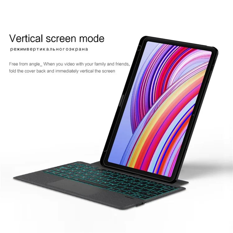 For Xiaomi Redmi Pad Pro Leather Case Tablet Stand Cover with Backlight Touchpad Bluetooth Keyboard