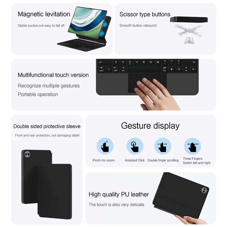 For Huawei MatePad Pro 13.2 Leather Case Integrated Magnetic Bluetooth Keyboard with Trackpad